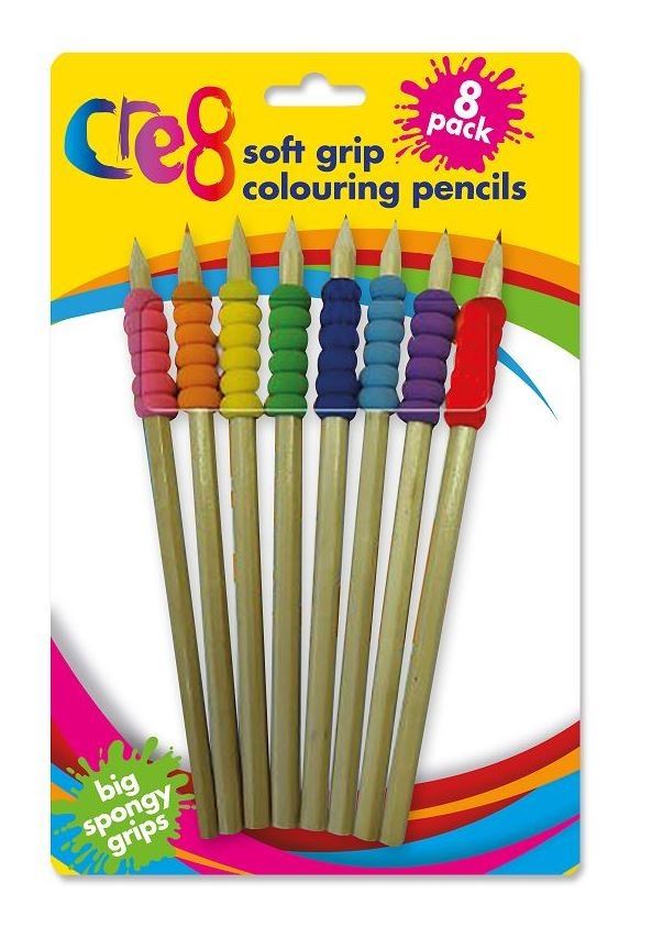 8PK SOFT GRIP COLOURING PENCILS