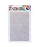 10PK ASSORTED COLOURS A4 FELT SHEETS