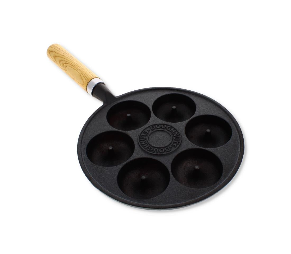 DOUGHNUT PAN W/WOODEN HANDLE