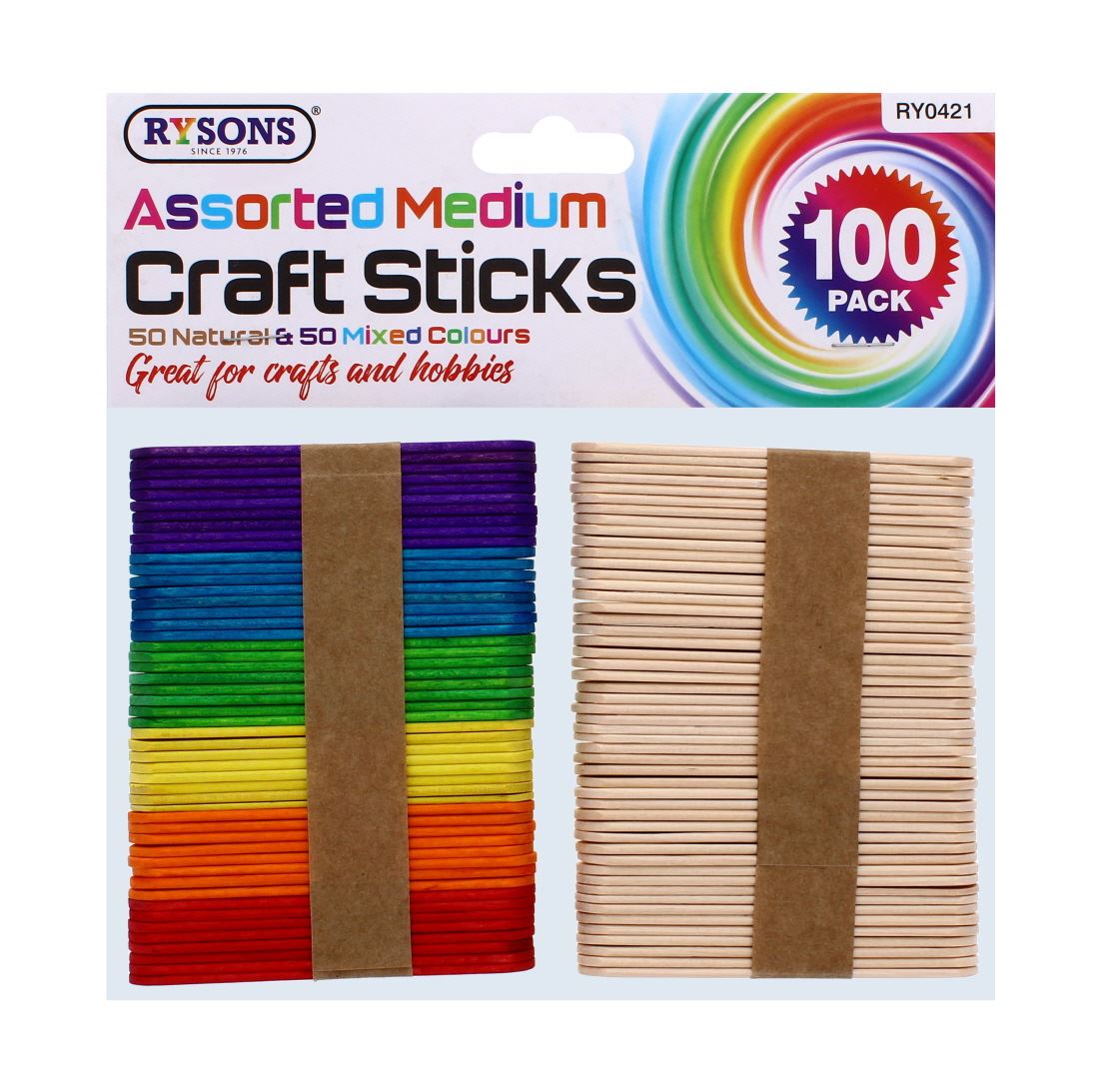 100PC MED POPSICLE WOODEN CRAFT STICKS