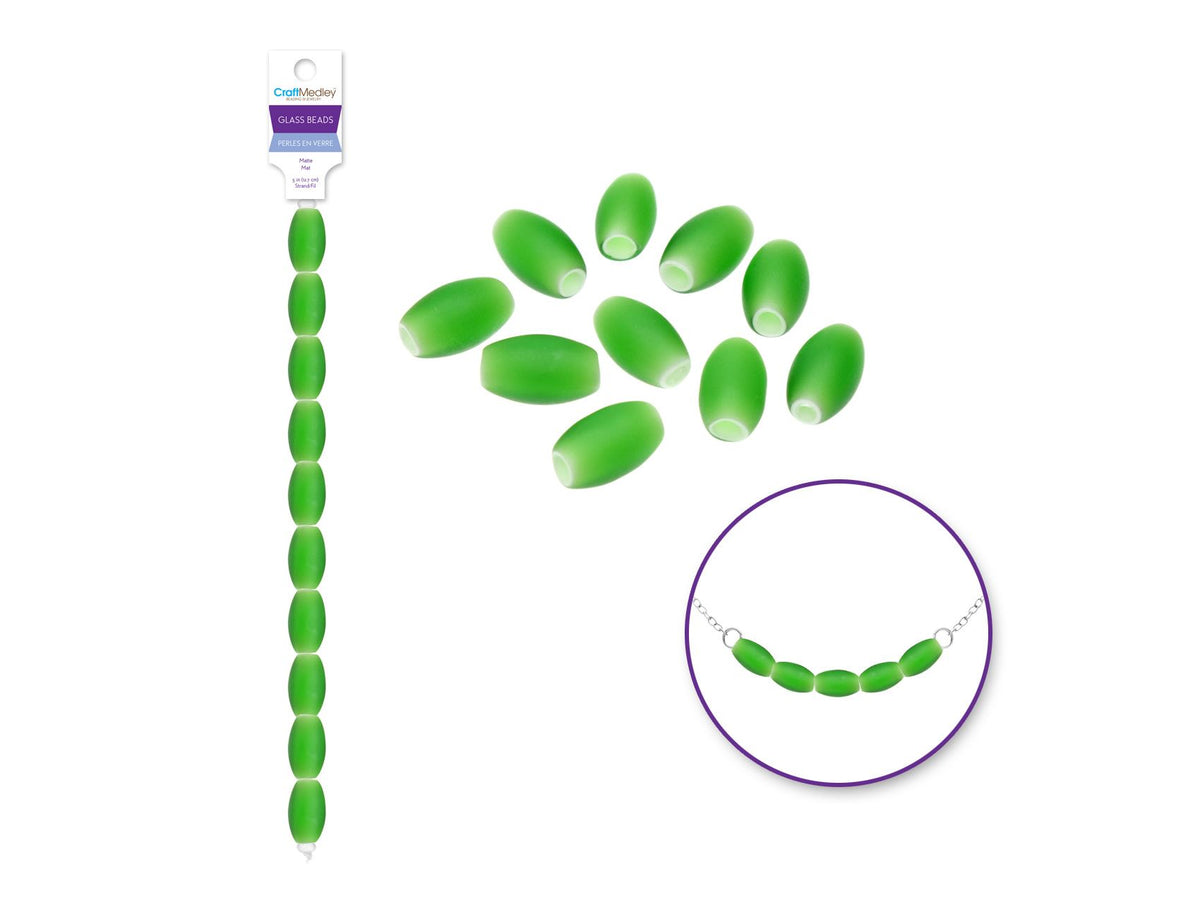 GLASS BEADS 12.7 CM MATTE STRAND EMERALD