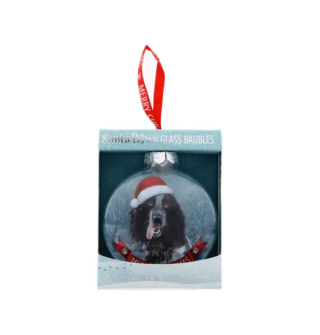 Santa Paws Glass Bauble Spaniel