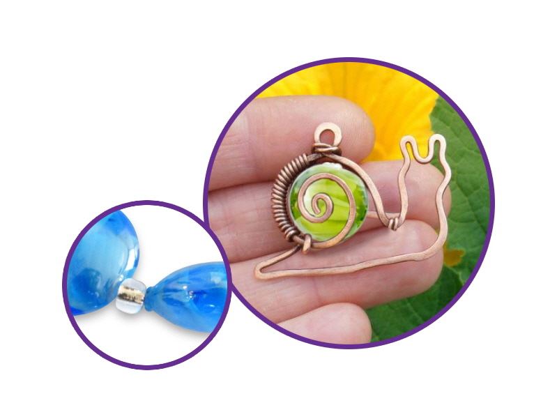 7 PC LAMPWORK GLASS BEADS EARTH