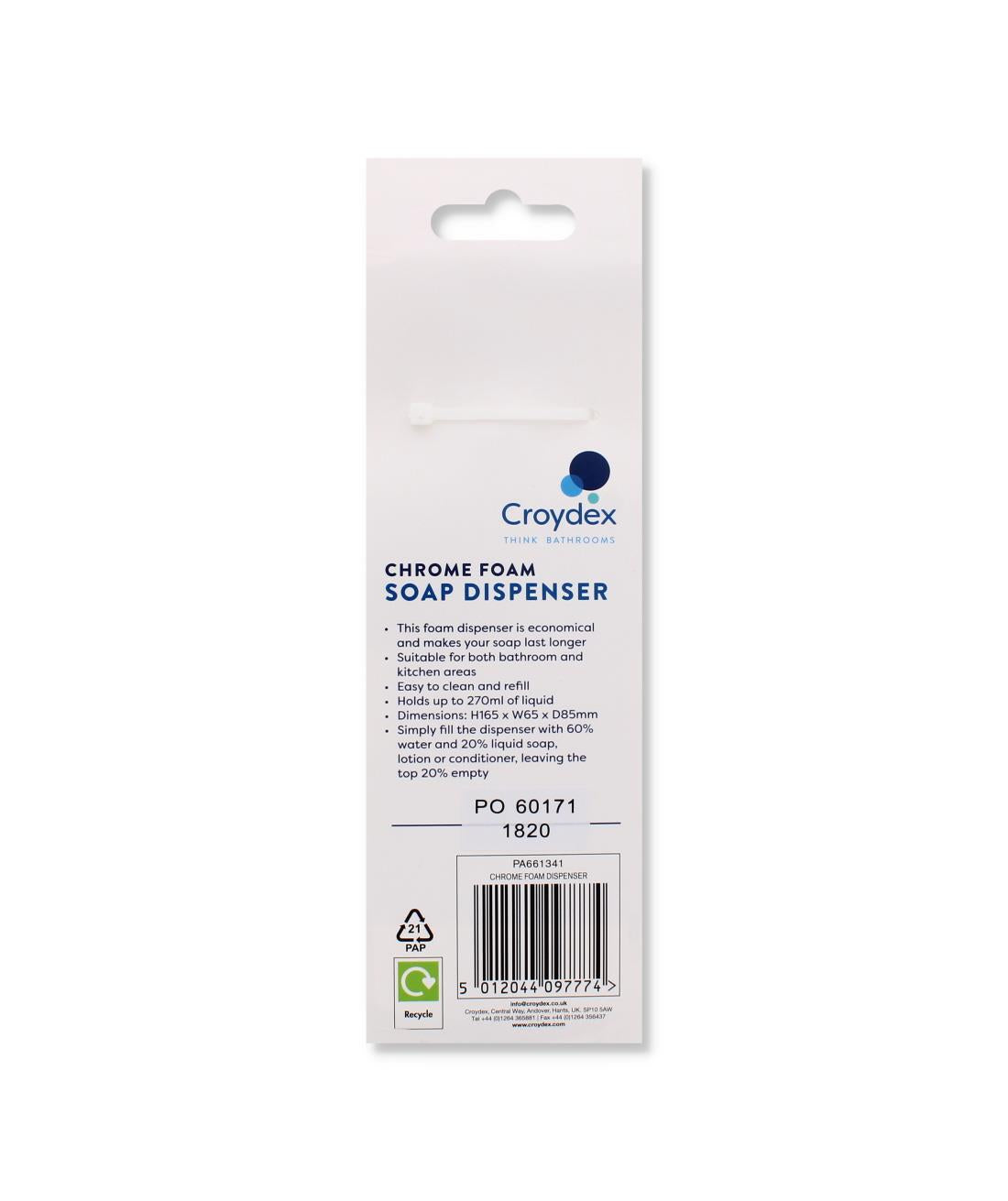 CROYDEX CHROME FOAM SOAP DISPENSER
