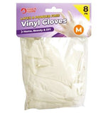8PK- LATEX FREE VINYL GLOVES - SIZE: M- CLEAR