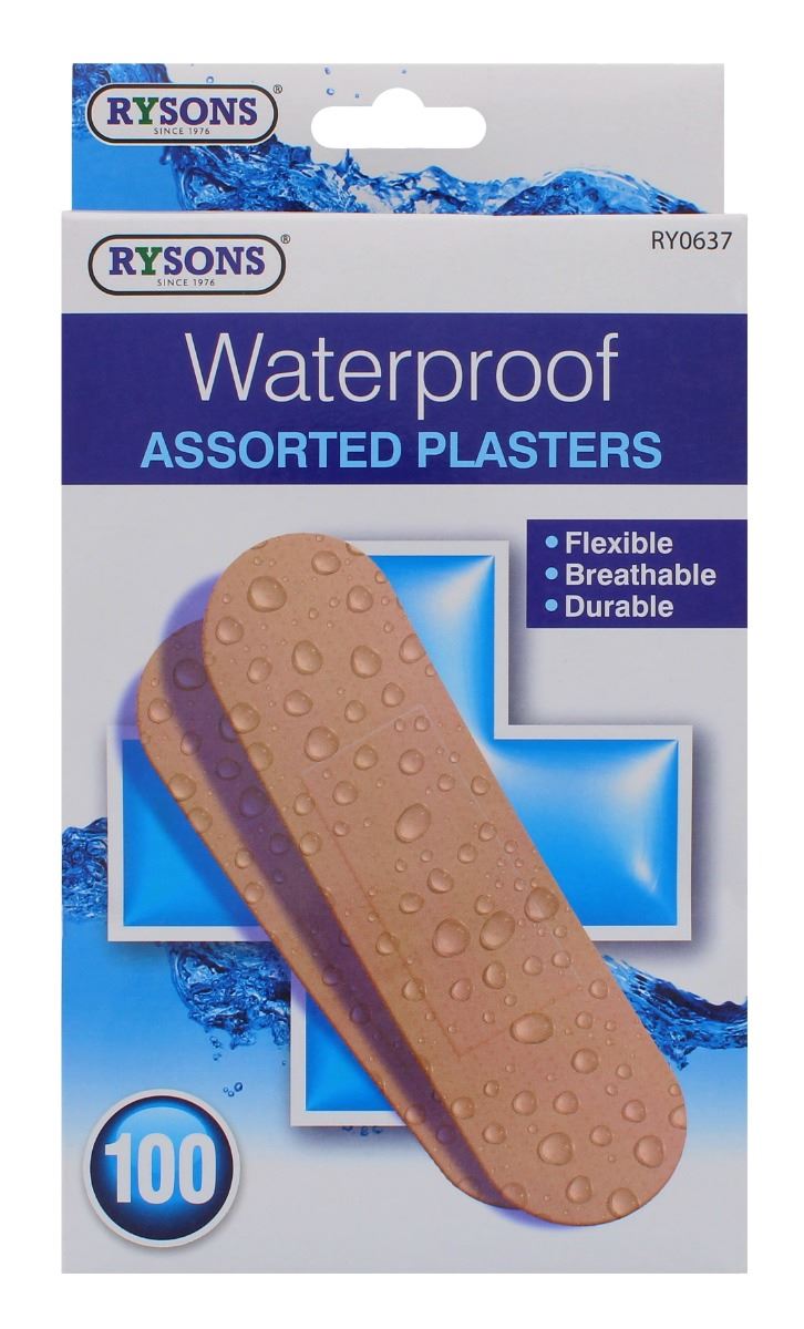 100PK WATERPROOF ASSORTED  PLASTERS
