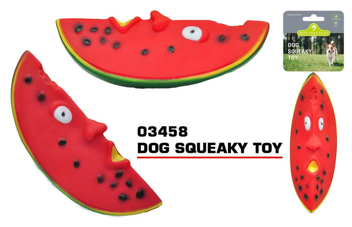 PET BUDDIES DOG SQUEAKY PLAY TOY WATERMELON FACE 15CM X 6CM