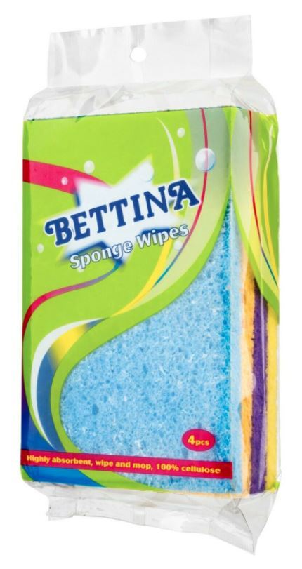 4PK ASSORTED BETTINA HIGHLY ABSORBENT SPONGE WIPES