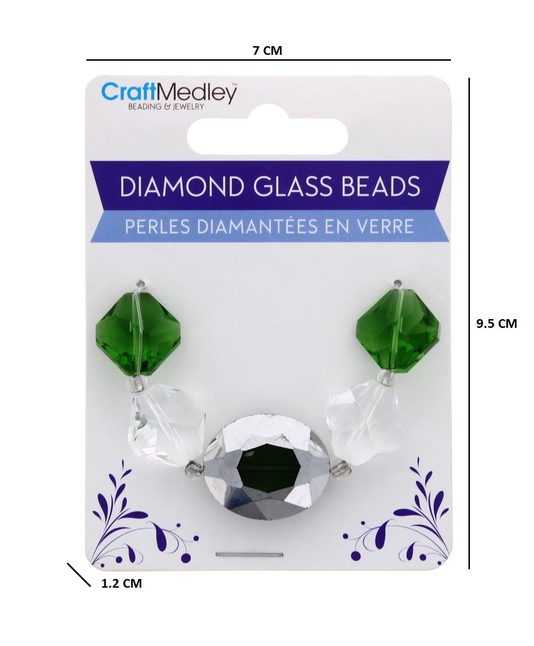 DIAMOND GLASS BEADS EMERALD
