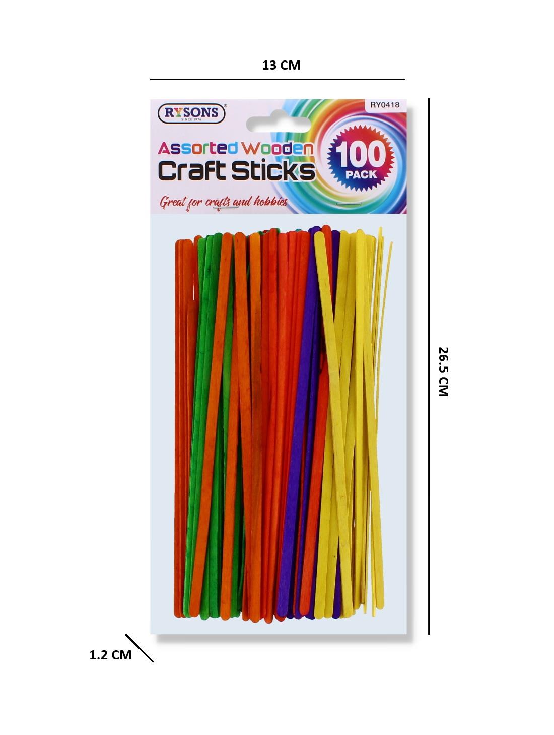 100PC ASSORTED WOODEN CRAFT STICKS