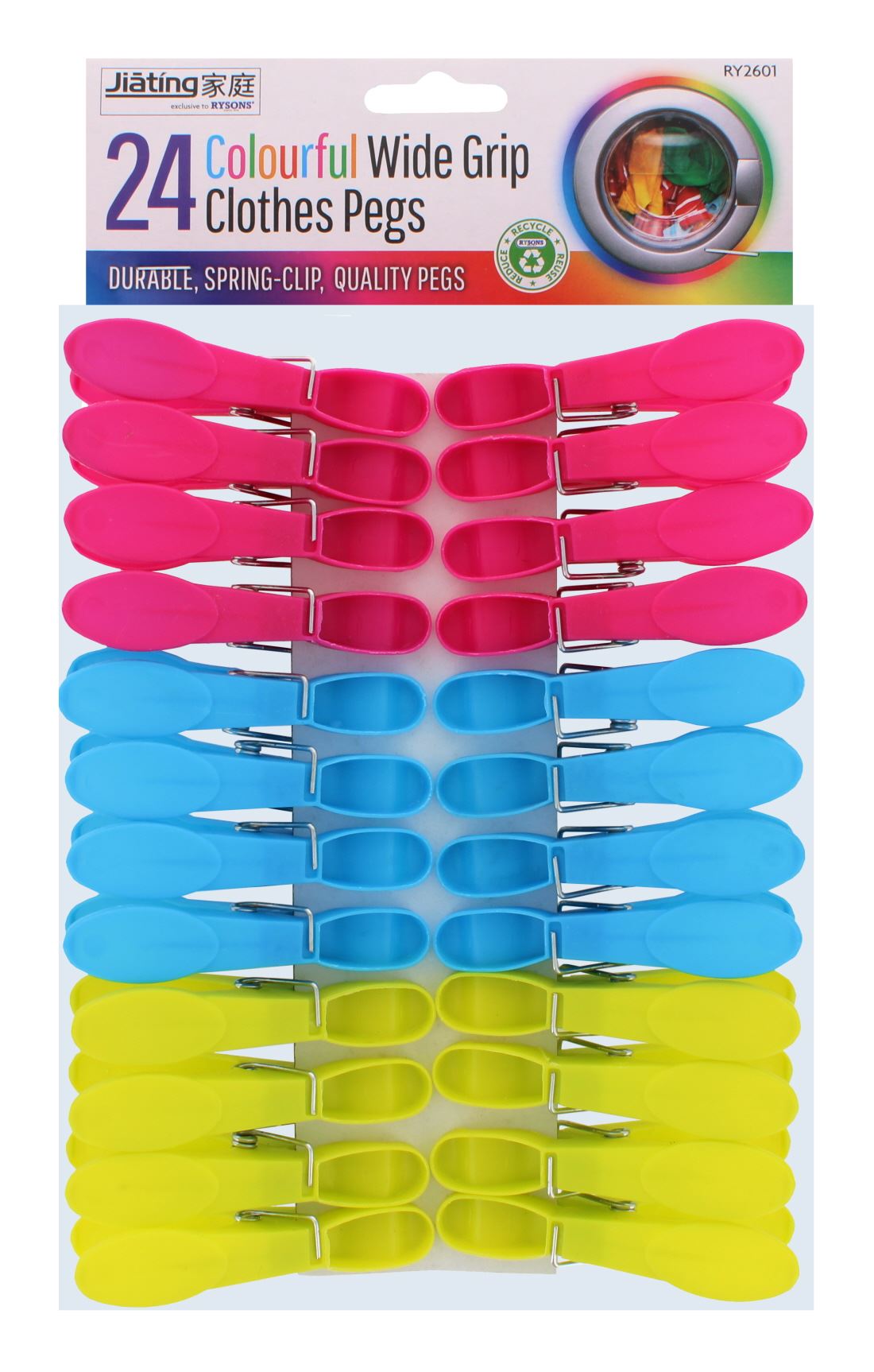 24 COLOURFUL JUMBO PLASTIC CLOTHES PEGS