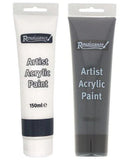 2 x 150ML ARTIST ACRYLIC PAINT BLACK & WHITE