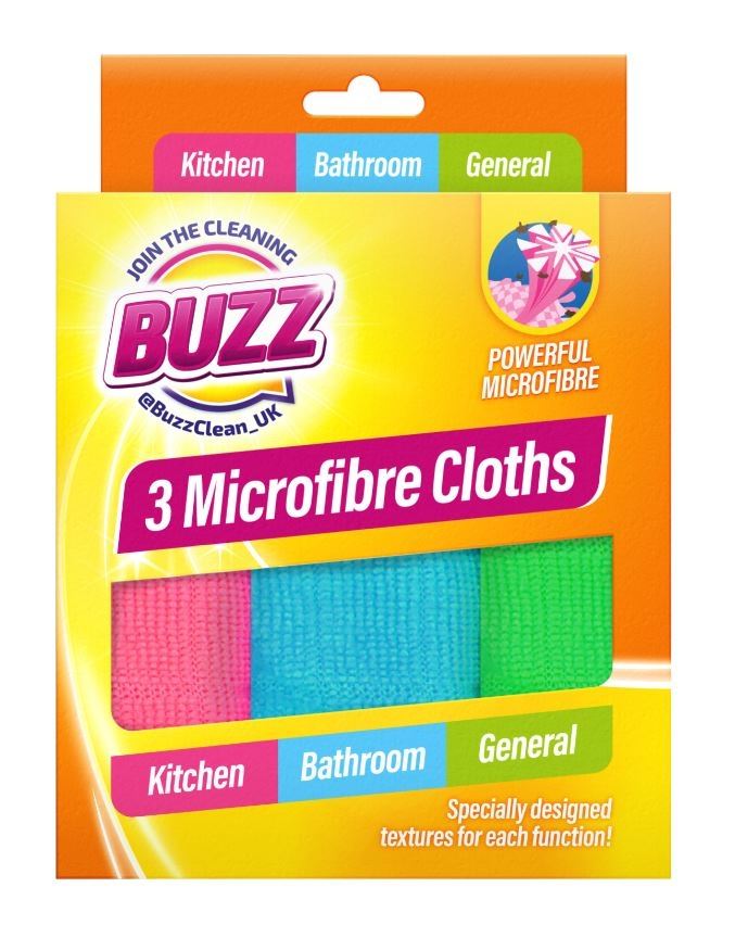 3PK BUZZ MICROFIBRE CLOTHES 29 X 29CM
