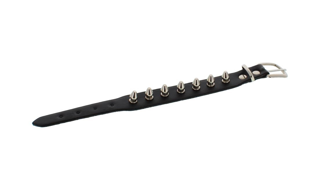 LEATHER BRACELET SINGLE STUDS BLACK & SILVER