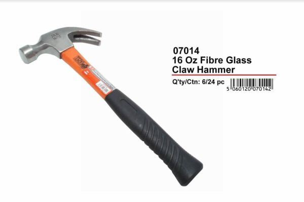 JAK 16OZ CLAW HAMMER WITH FIBREGLASS HANDLE