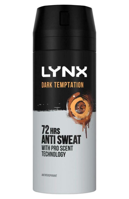 150ML LYNX  DEODORANT,  BODY SPRAY -72 HOUR - DARK TEMPTATION