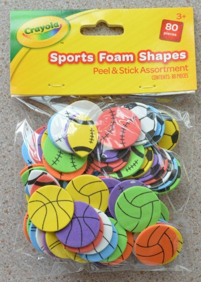 80PK CRAYOLA ASSORTED SPORTS FOAM SHAPES