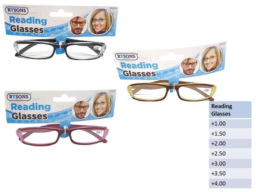ASSORTED READING GLASSES - BLACK WITH DIAMOND