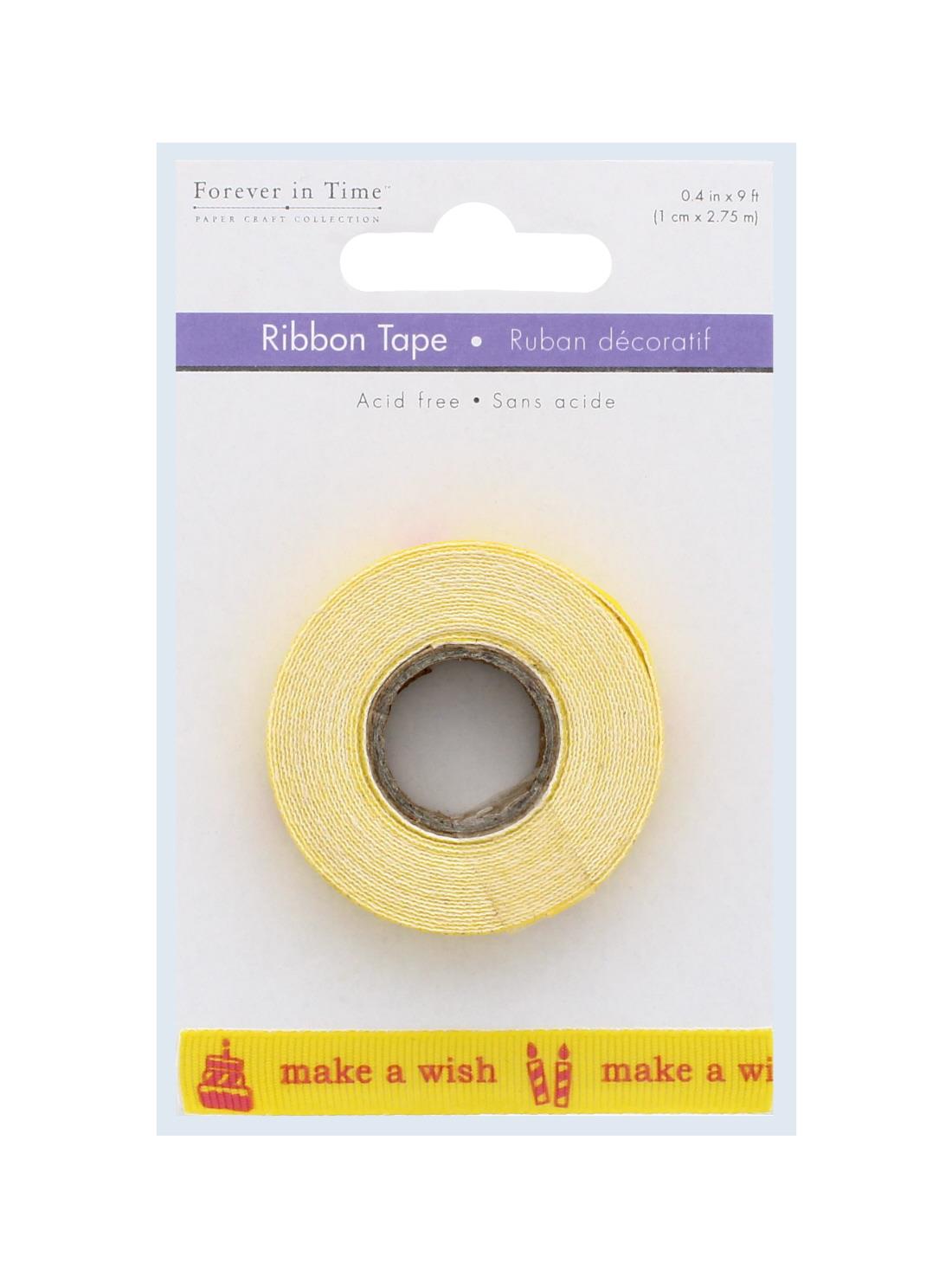 RIBBON TAPE MAKE A WISH YELLOW 1CMx2.75CM