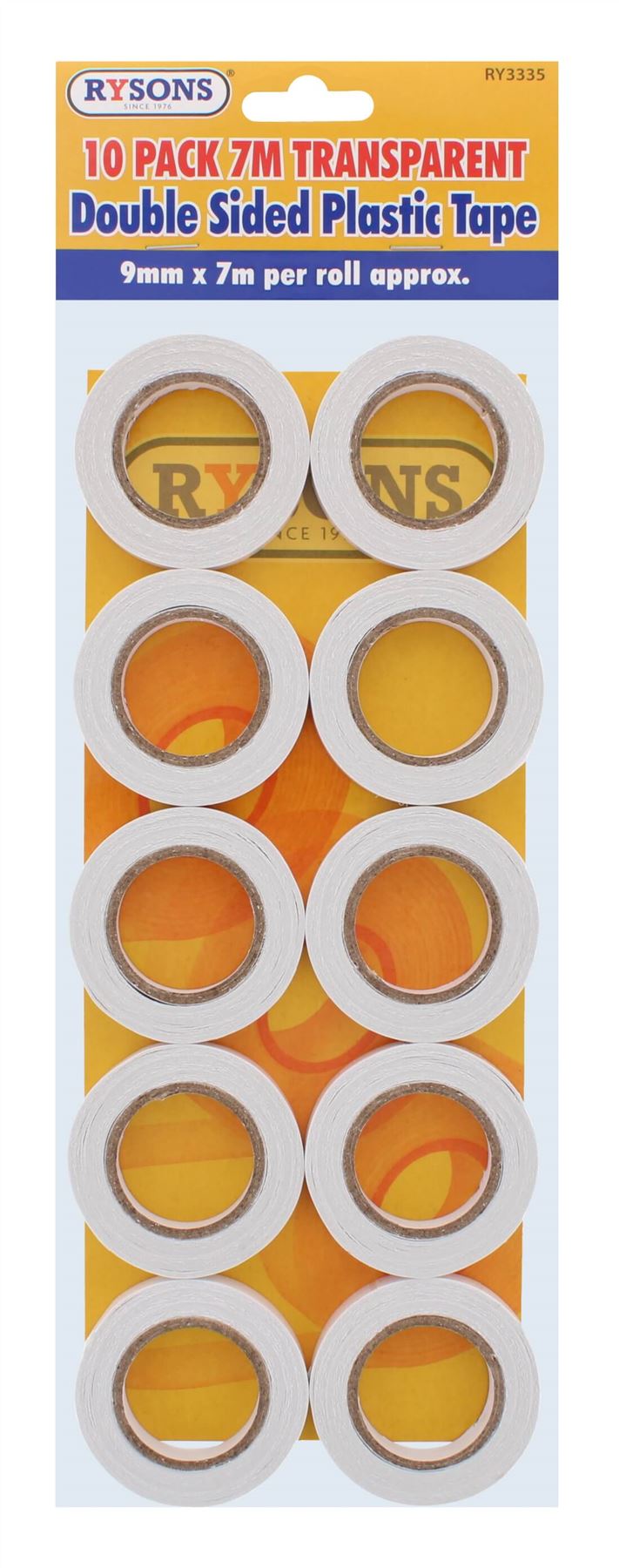 10PK 7M TRANSPARENT DOUBLE SIDED PLASTIC TAPE