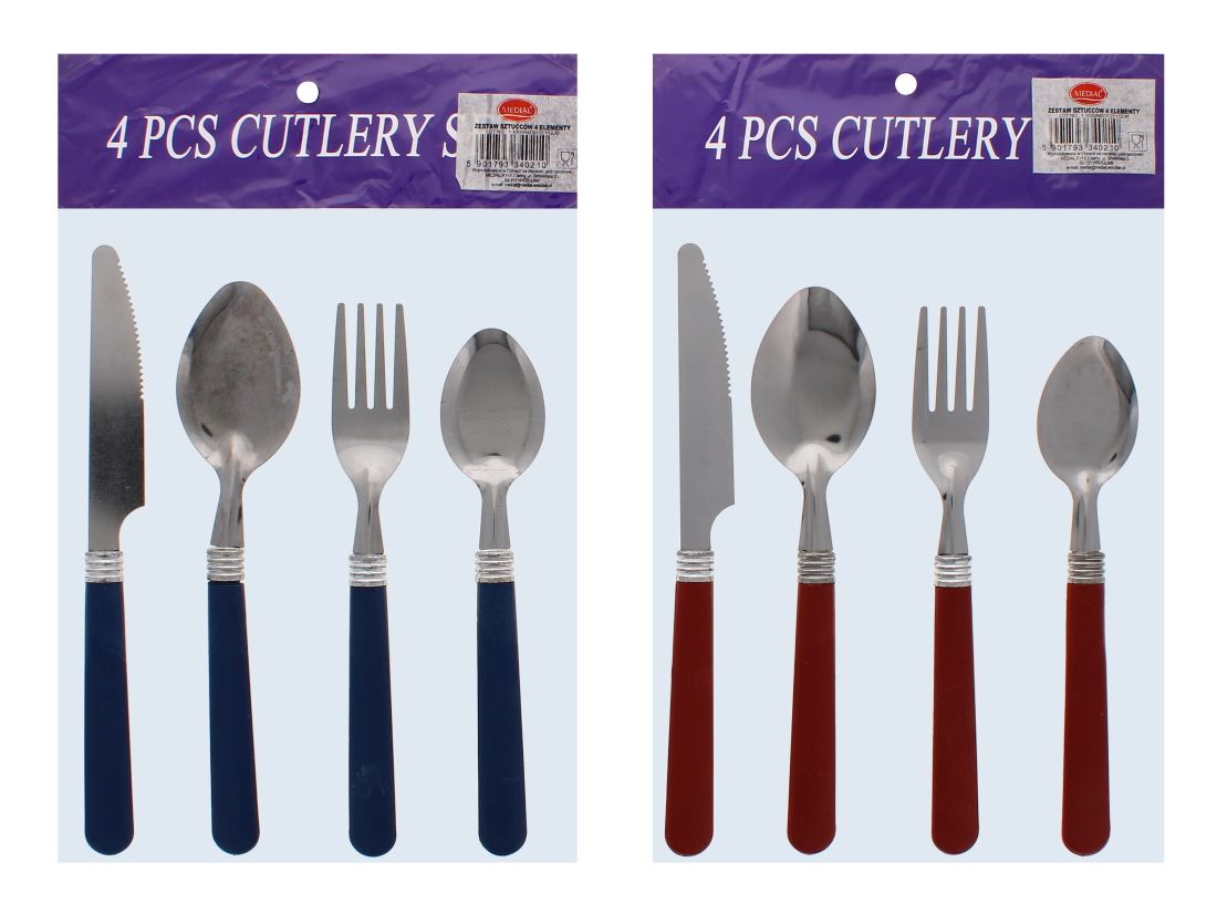 4PC ASSORTED PLASTIC CUTLERY SET