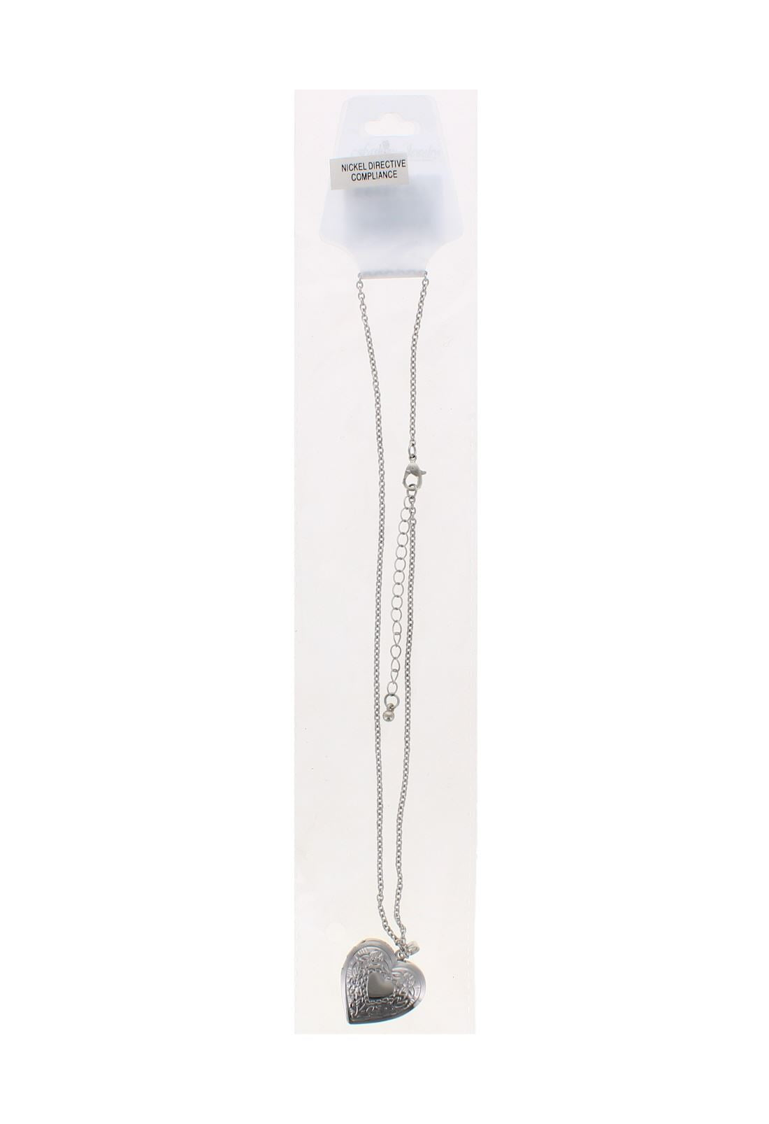 SILVER HEART LOCKET NECKLACE