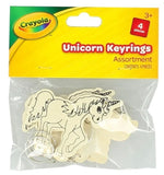 4PK CRAYOLA ASSORTED WOODEN KEYRINGS UNICORN