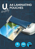 8Pk U DISPLAY A4 LAMINATING POUCHES