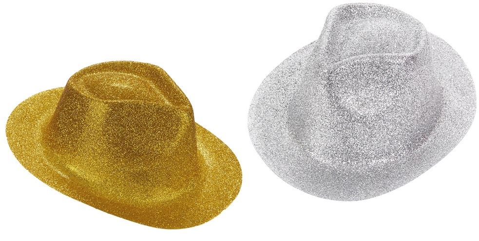 ASSORTED GLITTER PARTY HAT-SILVER & GOLD