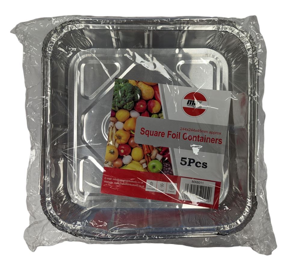 MAX HOUSE WARES SQUARE FOIL CONTAINERS 5 PACK