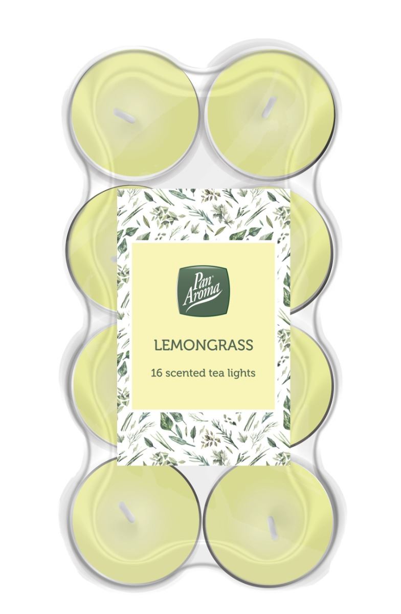 16 PK COLOUR TEA LIGHTS LEMONGRASS