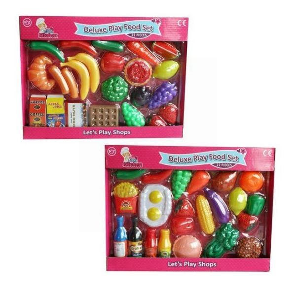 22PC ASSORTED DELUXE PLAY FOOD SET 37X28X5CM