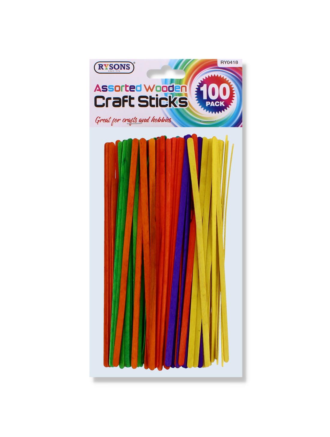 100PC ASSORTED WOODEN CRAFT STICKS