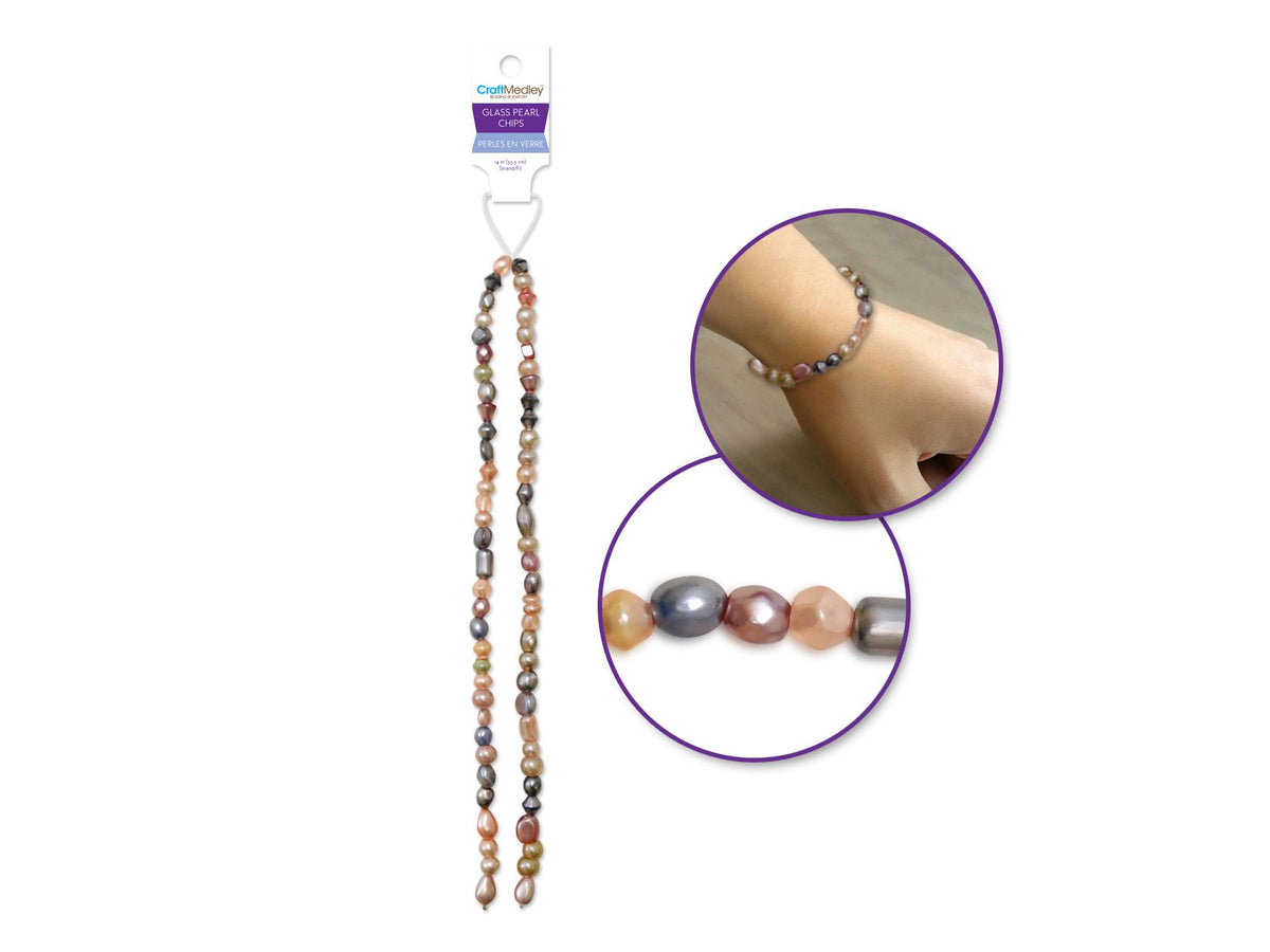 GLASS PEARL CHIPS 35.5CM STRAND CORAL REEF