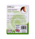 ASSORTED 3PK NAIL CLIPPERS