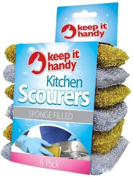 6PK SPONGE FILLED WASHING UP SCOURERS