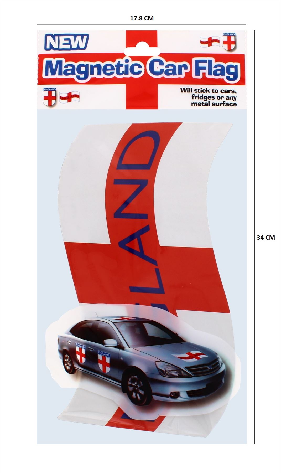 ASSORTED ENGLAND MAGNETIC CAR FLAG