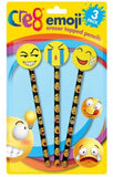 3PK CRE8 EMOJI ERASER TOP PENCILS SET