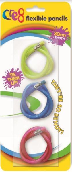 3PK ASSORTED FLEXIBLE PENCILS