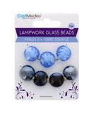 7 PC LAMPWORK GLASS BEADS DUSK