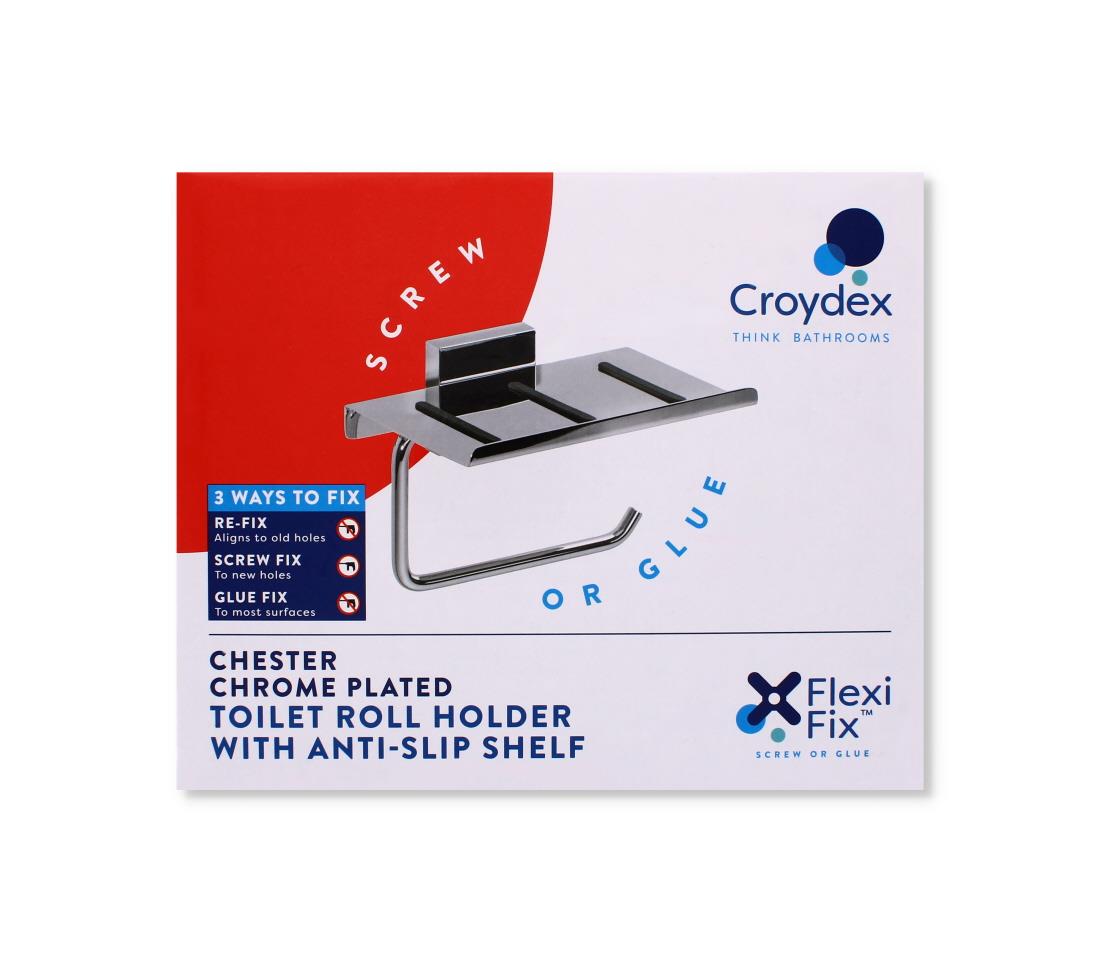 TOILET ROLL HOLDER W/ ANTI-SLIP SHELF