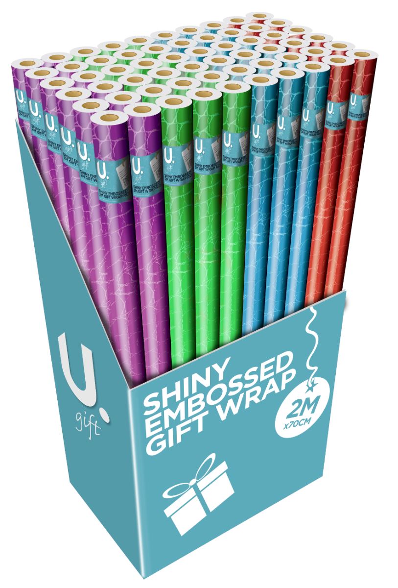 ASSORTED SHINY EMBOSSED GIFT WRAP 200X70CM