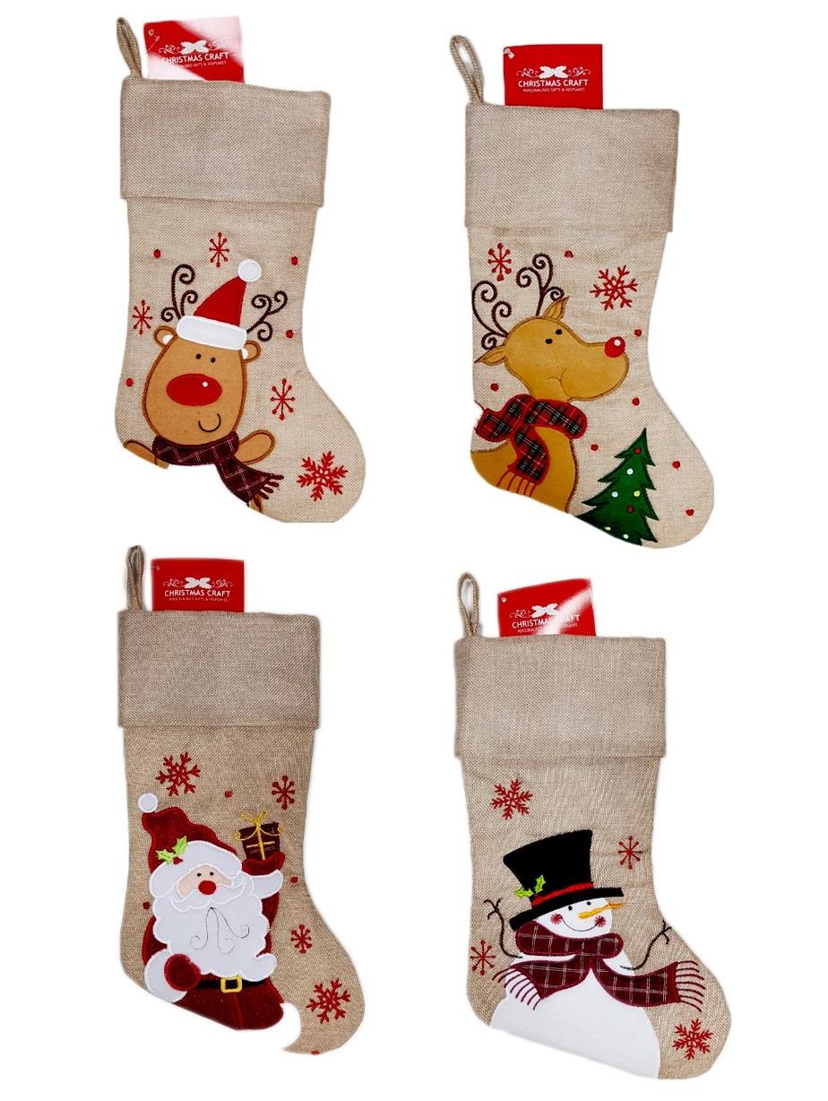 CHRISTMAS CRAFT STOCKING JUTE