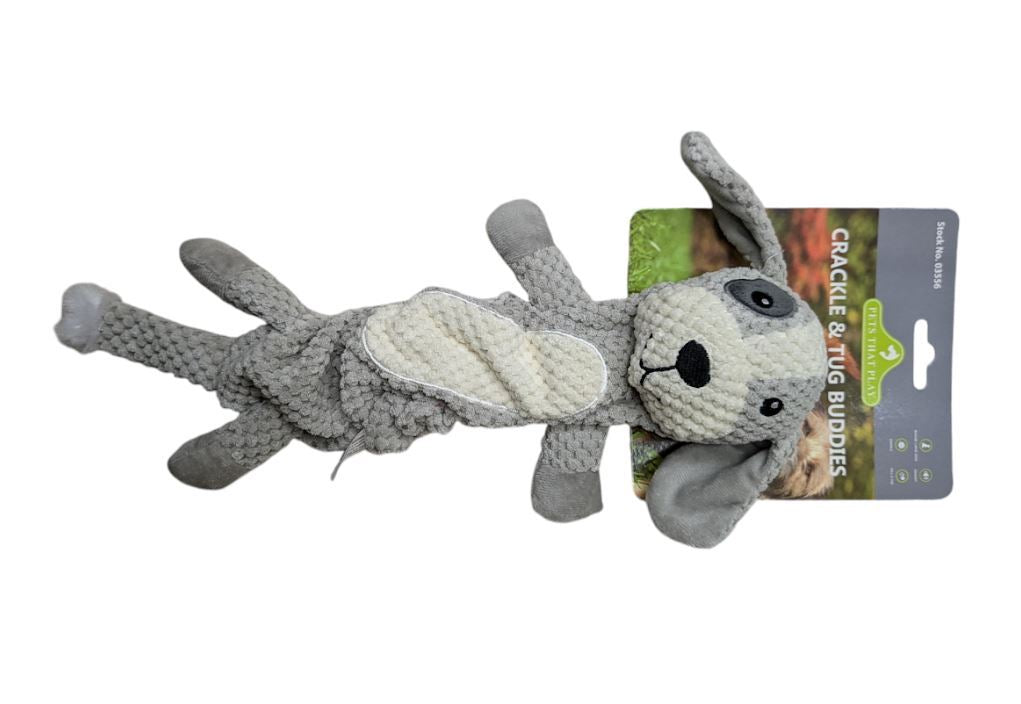 PET BUDDIES DOG CRACKLE & TUG BUDDIES TOY