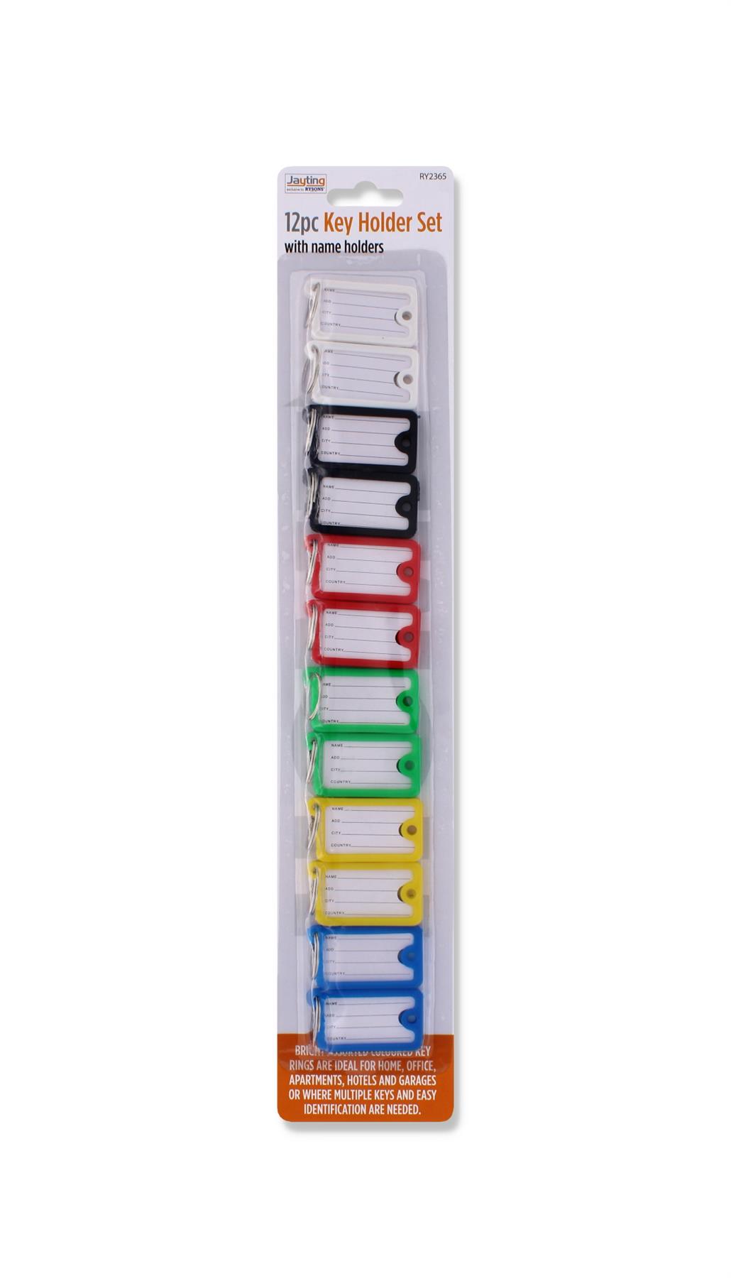 12PC ASSORTED KEY HOLDER SET W/ NAME HOLDERS