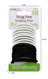 18PK SNAG FREE ENDLESS HAIR ELASTIC BANDS