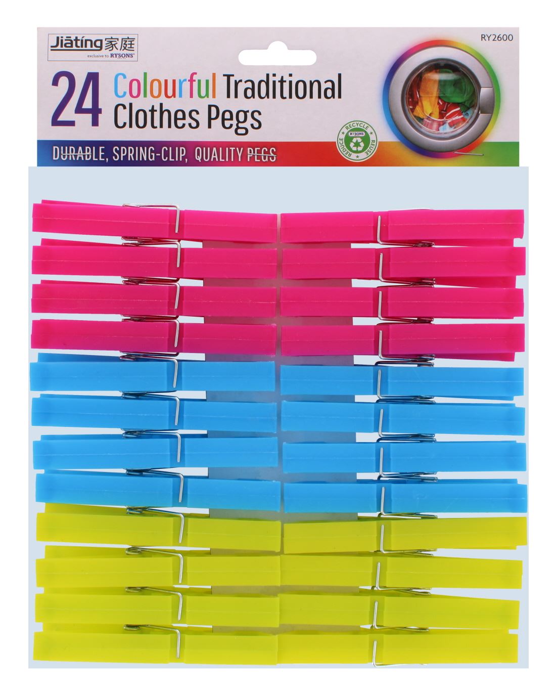 24 COLOURFUL PLASTIC CLOTHES PEGS