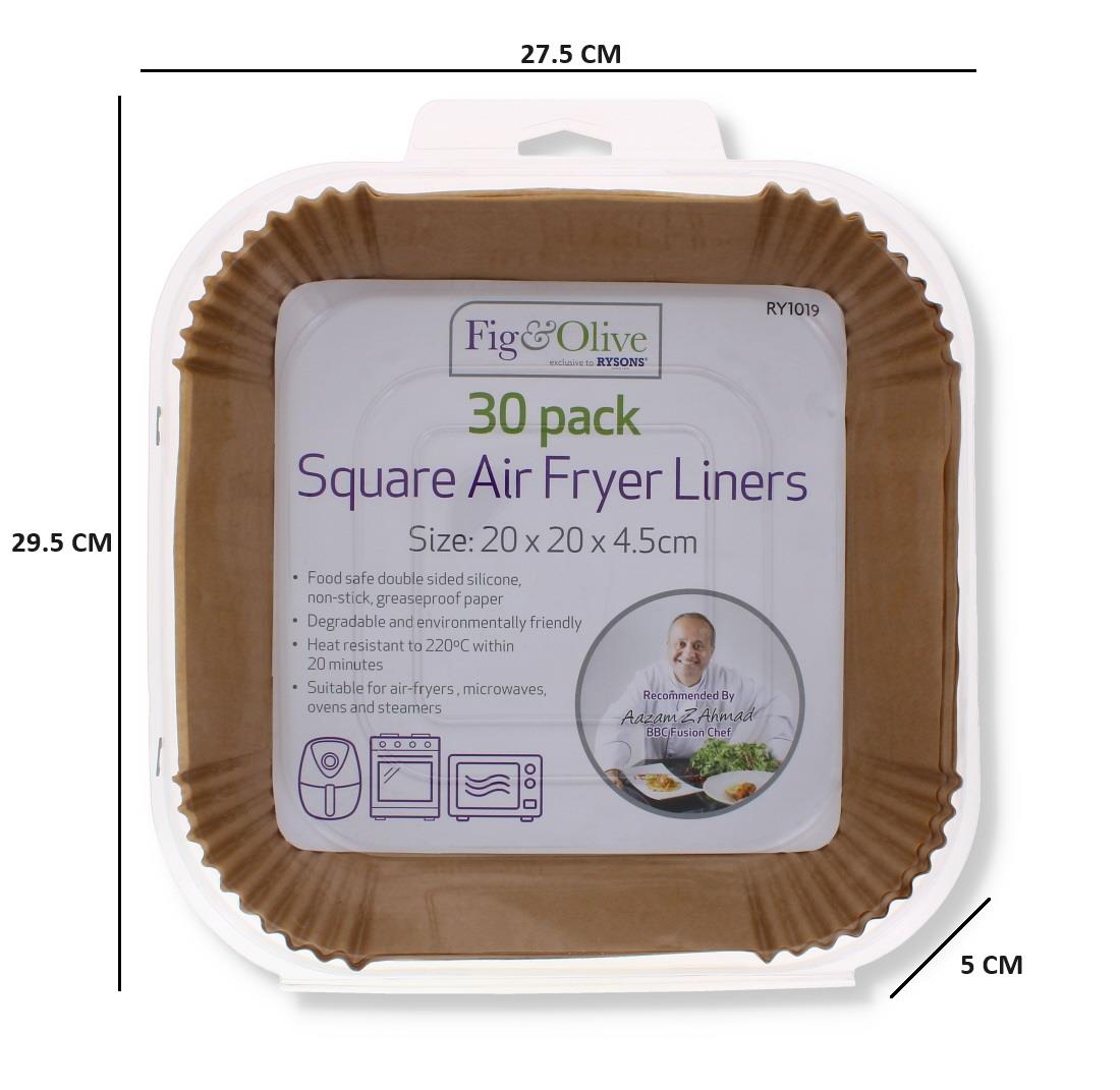 30PK SQUARE AIR FRYER LINERS 20 x 20 x 4.5 CM
