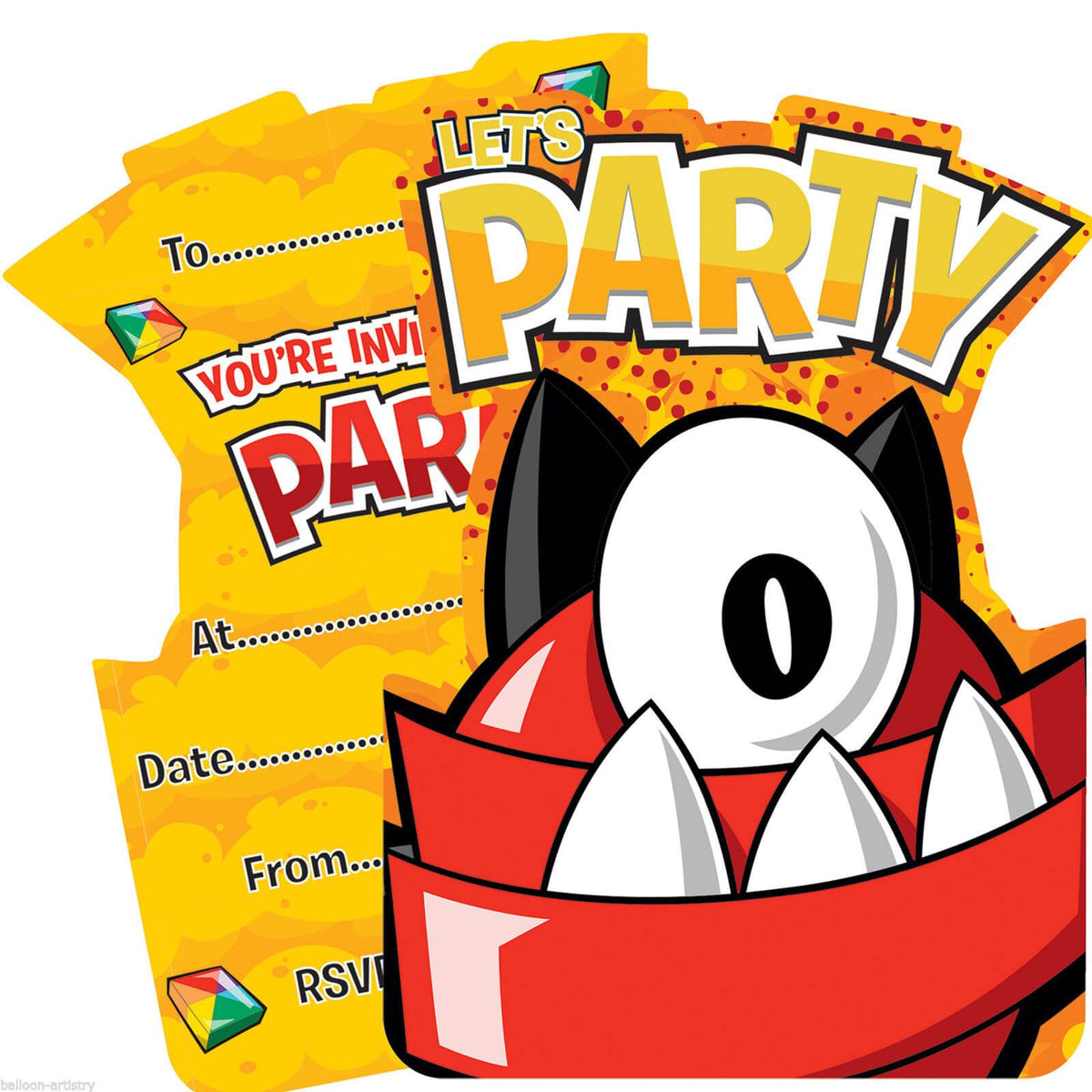 MIXELS-6PC INVITE CARDS W/ ENVELOPES