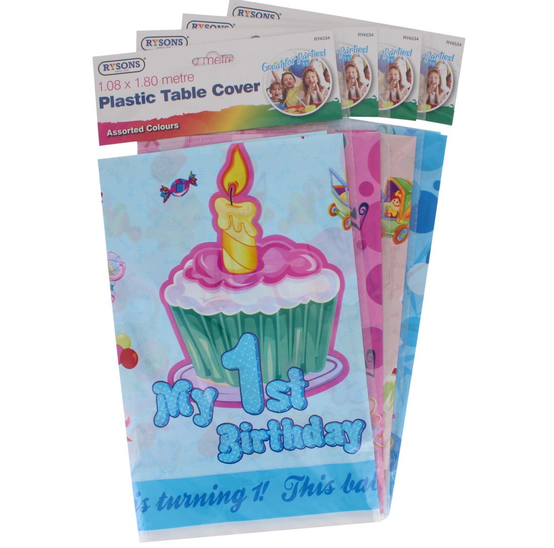 RYSONS ASSORTED PLASTIC TABLE COVER 1.08X1.80M